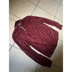 ASOS MENS LACE BURGUNDY  REGULAR FIT BUTTON UP
